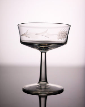 Mid-century shallow flared coupe - 6oz - hand-etched finish details