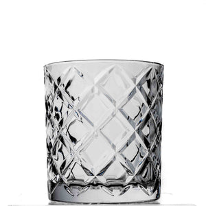 12-ounce Double Old Fashioned Cocktail Glasses, Japanese Diamond Cut Design, Weighted Lowball Rocks Tumbler Glasses