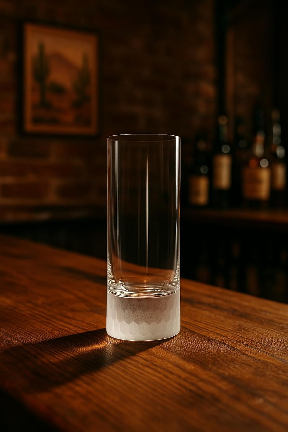 Amehla “Hive” Handblown Honeycomb Highball Glasses, Elegant Glassware for Cocktails, Whiskey, Gin & Tonic, 14 oz Collins Cocktail Glass Set