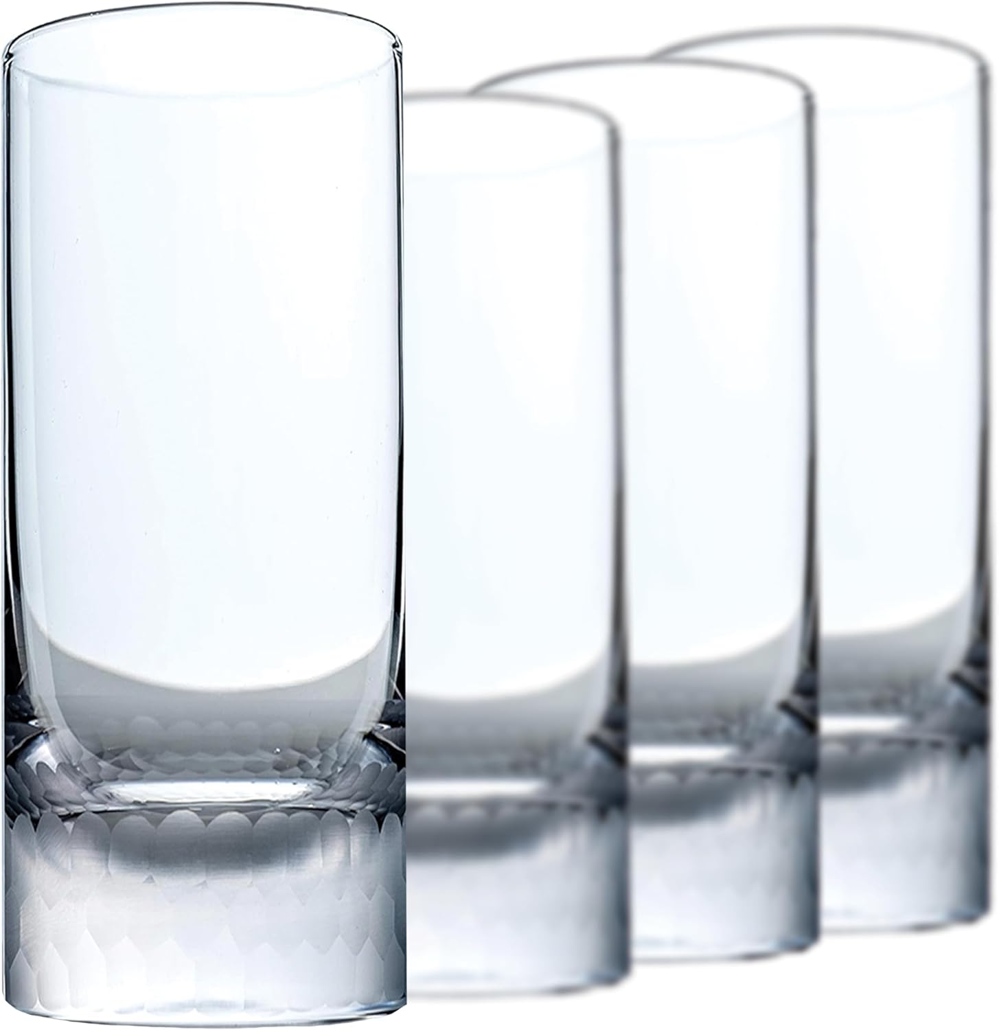 Amehla “Hive” Handblown Honeycomb Highball Glasses, Elegant Glassware for Cocktails, Whiskey, Gin & Tonic, 14 oz Collins Cocktail Glass Set