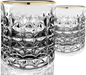 two pack of Amehla Co. Gold Rimmed Old Fashioned Rocks Glasses