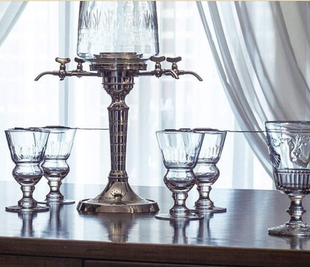 Amehla Co. Absinthe glasses being used in traditional fashion.