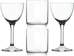 Tall Cocktail Glasses Set of 4 - Handcrafted Cocktail Glass Set