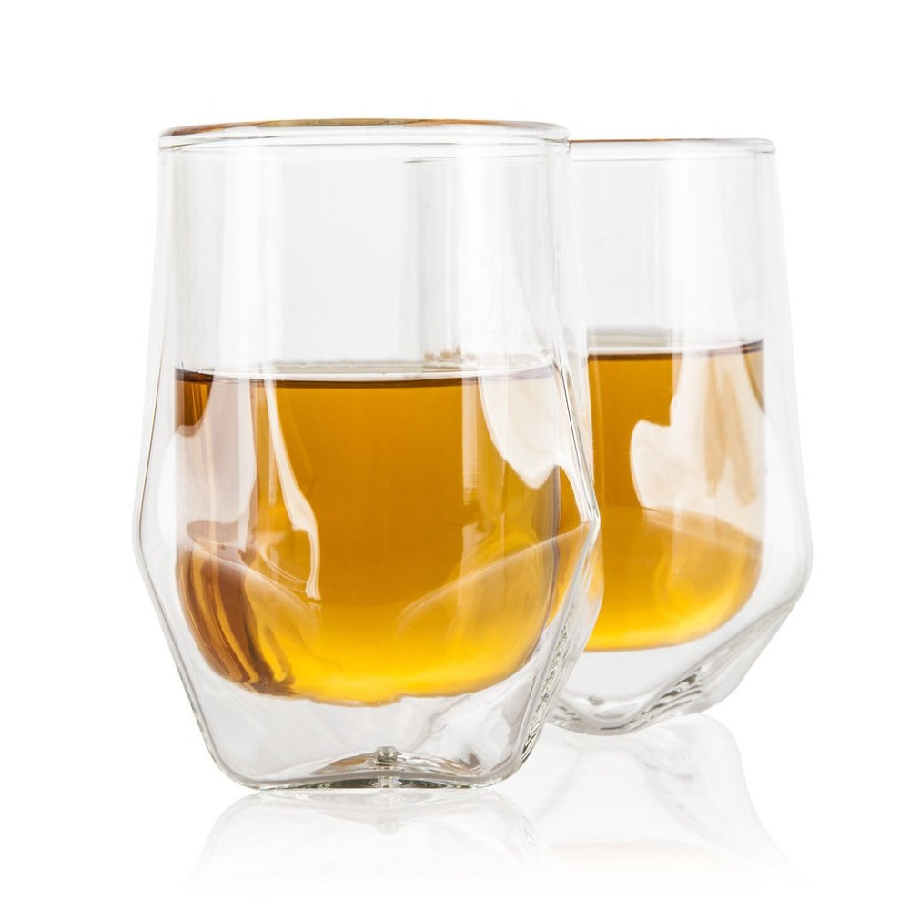 Handblown Double Walled 7oz Cocktail Glass | Whiskey Tasting Glass |  Japenese Beer Glass - Set of 2
